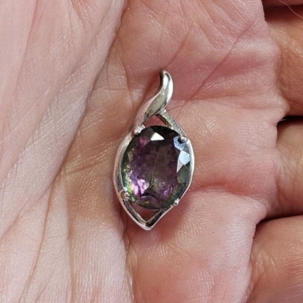 Sterling silver mystic topaz pendant colorful